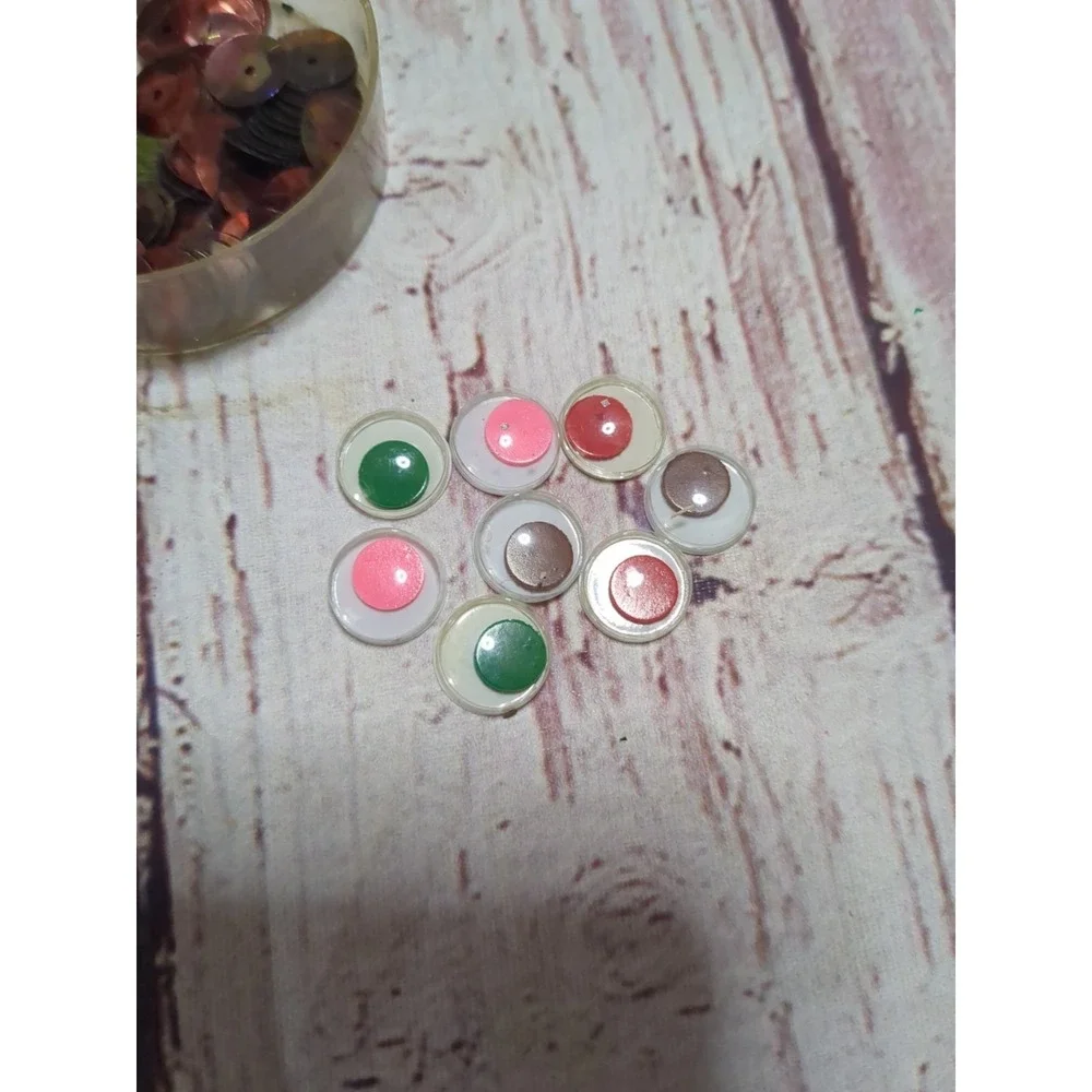 Vintage Lot Sequins,Trim, Star Glitter, Even‎ Googly Eyes Multiple Colors